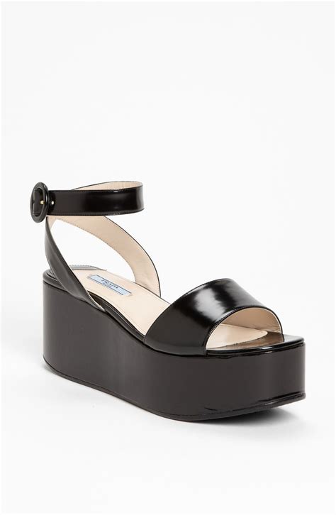 prada wedge sandal|Prada ankle strap platform sandals.